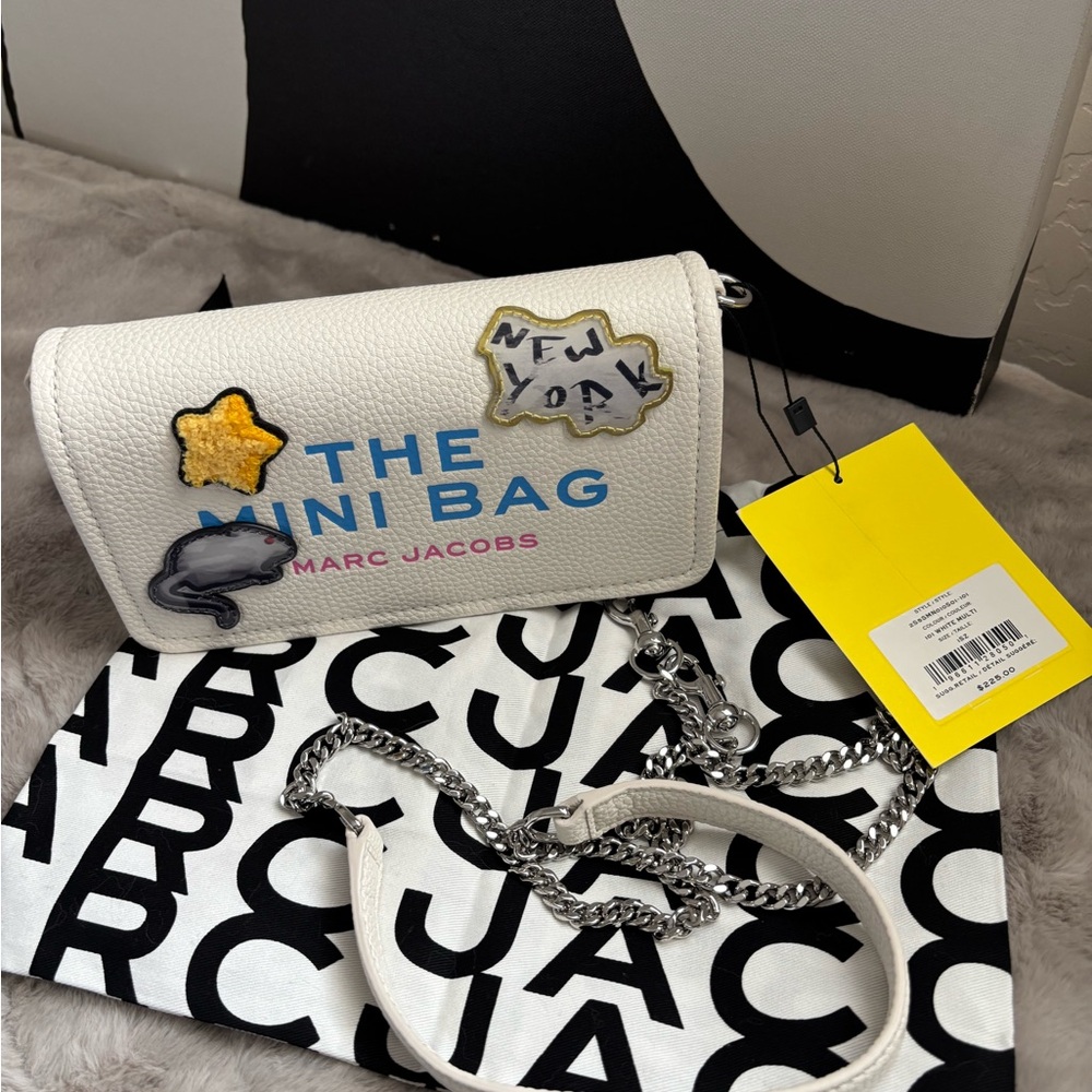 Marc Jacobs White Mini Bag with Colorful Patch Accents